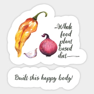 Whole Food Plant Based Vegan Diet in Watercolor and Handwriting Sticker